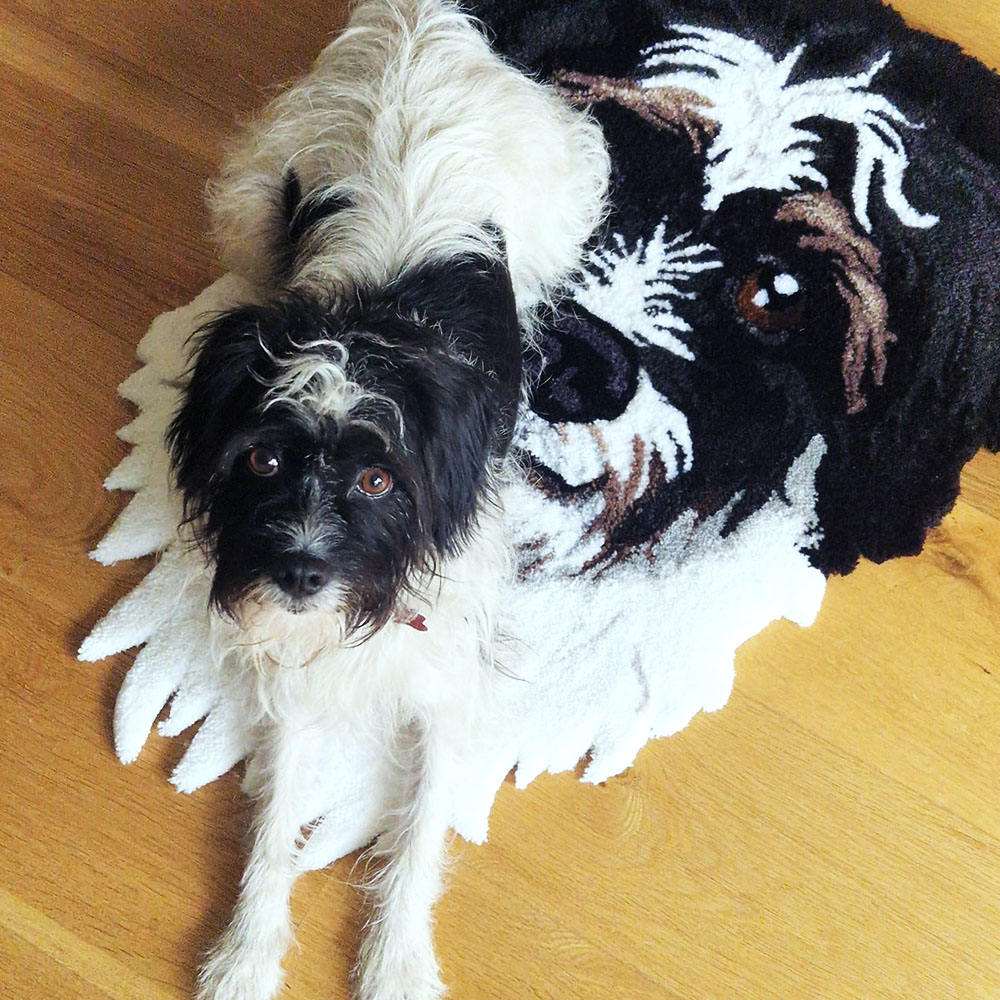 handmade dog rug portrait